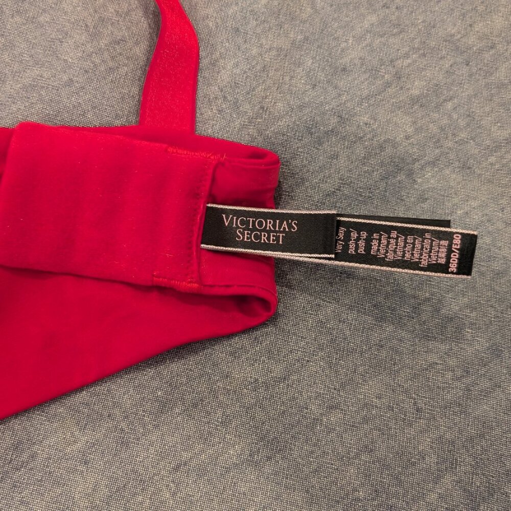 Victoria’s Secret Sexy Rhinestone Shine Strap Push Up Bra Smooth Red 36DD - Picture 4 of 4